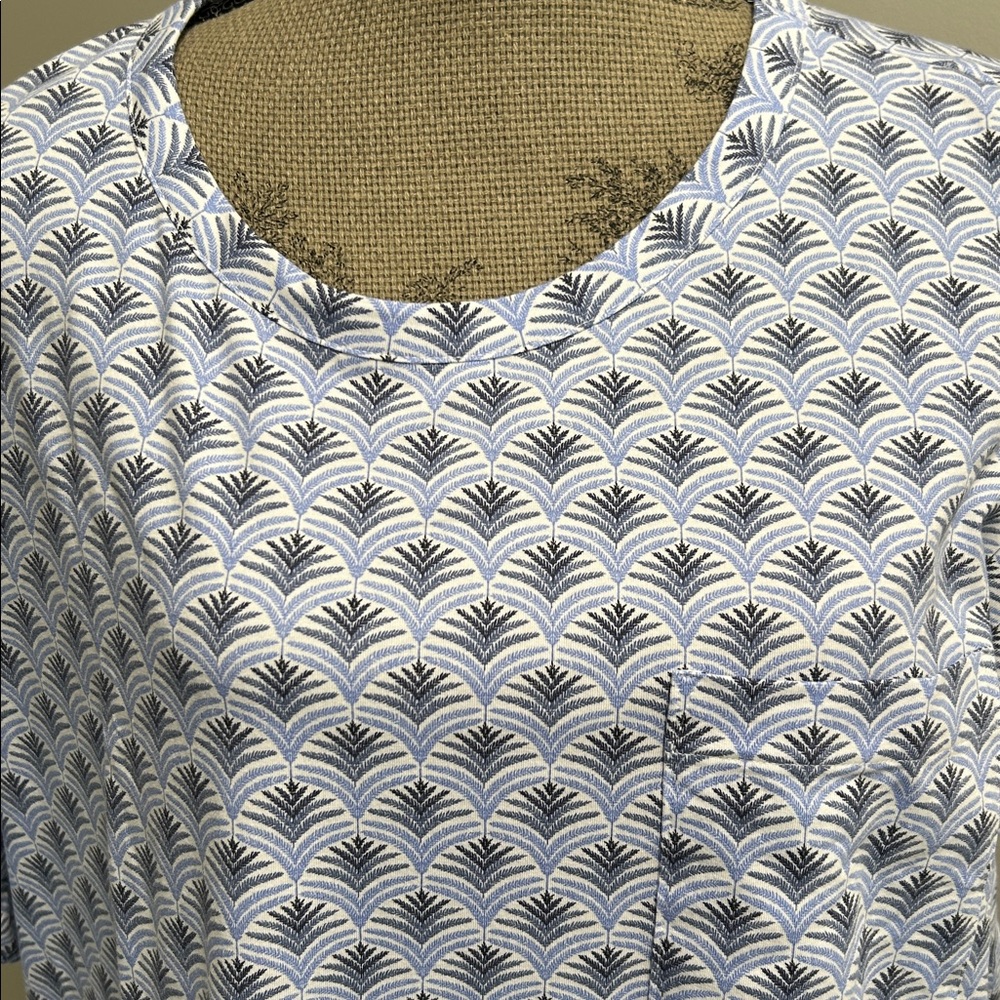 Haven Well Within Sz XL  95% Organic Cotton Blue/White Short Sleeve Sleep Dress - Picture 3 of 7
